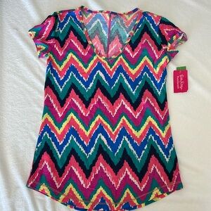 NWT Lilly Pulitzer Hearts a Flutter Chevron Tee xs